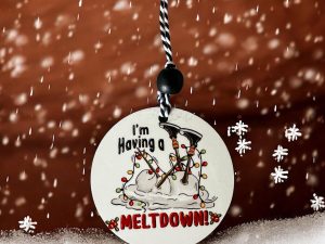 Funny Snowman Meltdown Ornament, “I’m Having a Meltdown!” – Christmas Tree Decoration, Winter Stress Reliever