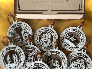 Nativity Scene Wooden Ornament Set: Christmas Story Heirloom