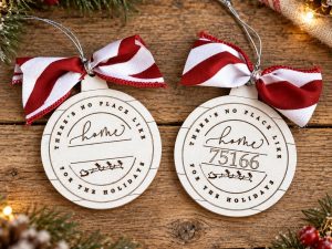 Personalized ZIP Code Wood Christmas Ornament, Rustic Home Keepsake Gift