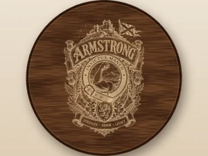 Armstrong Family Crest Walnut Plaque